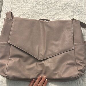 Thirty-One Tan Crossbody Bag with Modern Flap Design